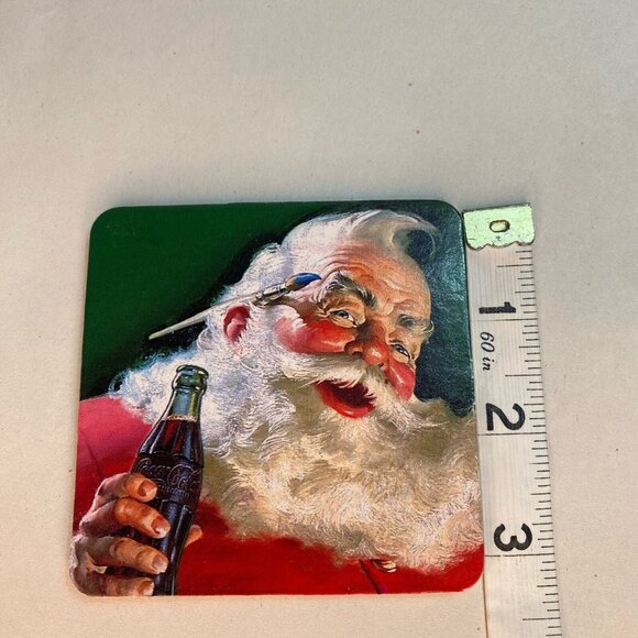 4 Pack Coca-Cola Classic Santa Claus with Coke Coasters 3.5” x 3.5” Square - Picture 5 of 5
